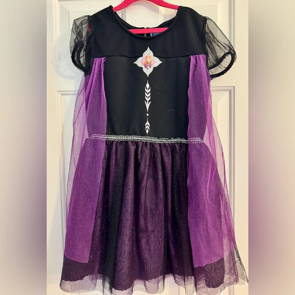 Disney Sz 8-10 Frozen Anna Dress - Black and Purple - Picture 3 of 6